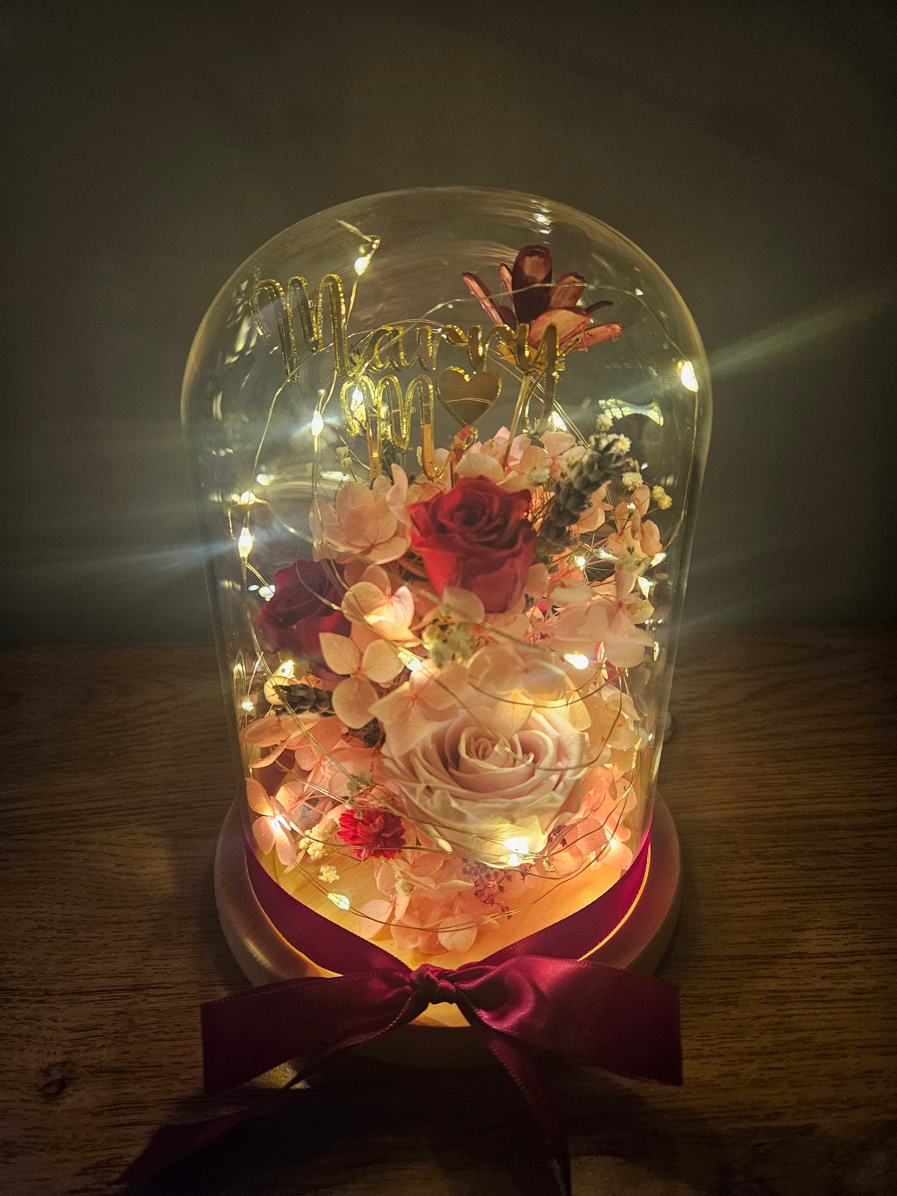 Customised Flower Glass Dome