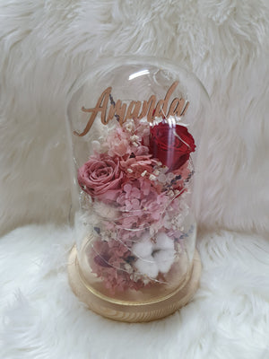 Customised Flower Glass Dome - Happy Florals